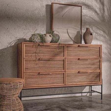 Commode 6 tiroirs en teck recyclé et métal 150cm d-bodhi COCO