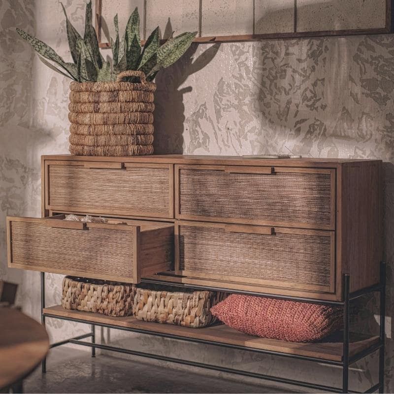 Commode 4 tiroirs en teck recyclé et métal 150cm d-bodhi COCO