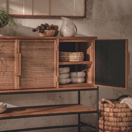 Buffet haut teck recyclé et métal 130cm d-Bodhi COCO 3 portes