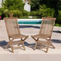 Lot de 2 chaises pliantes teck massif GARDEN modèle A