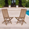 Lot de 2 chaises pliantes teck massif GARDEN Style classique