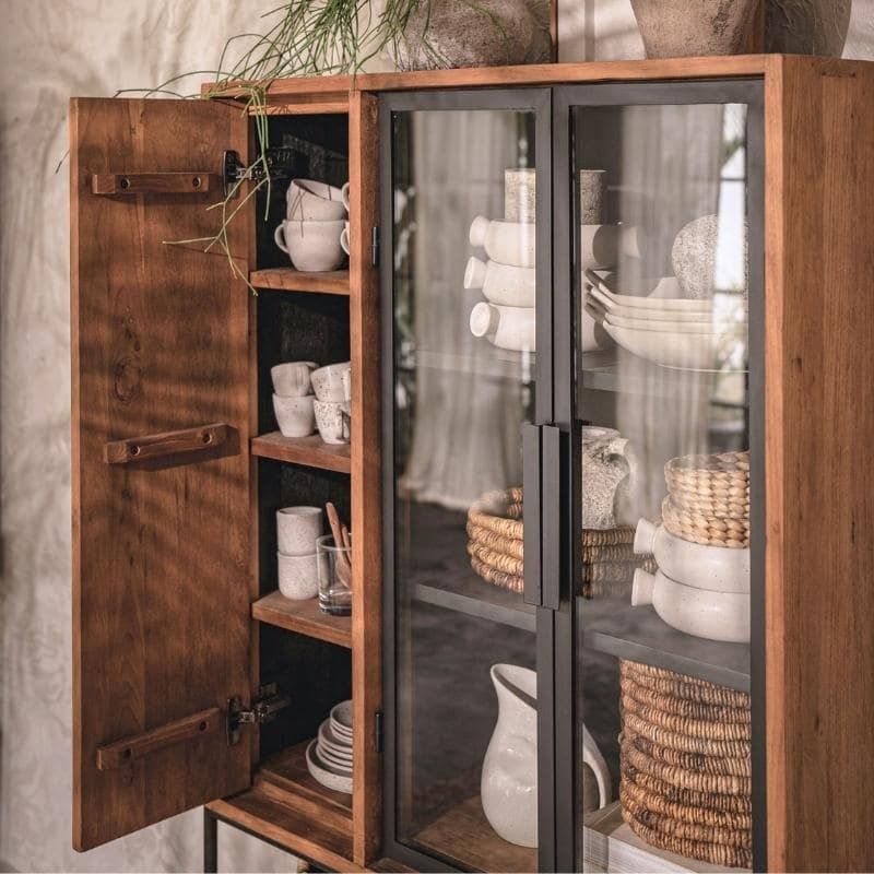 Vaisselier teck massif recyclé 3 portes 95cm d-bodhi OUTLINE