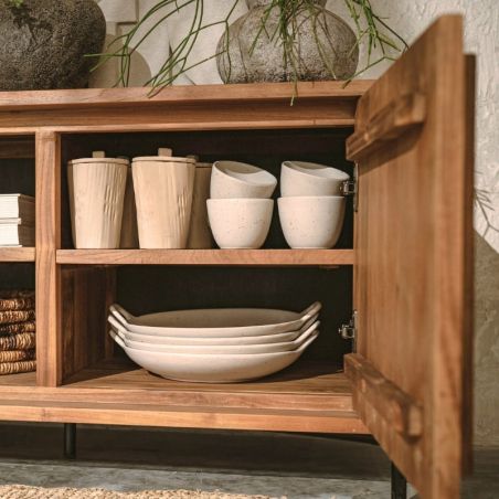 Meuble tv teck recyclé et pieds métal noir 171cm d-bodhi OUTLINE