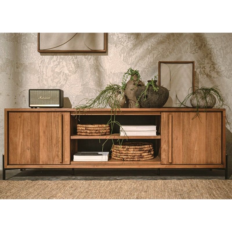 Meuble tv teck recyclé et pieds métal noir 171cm d-bodhi OUTLINE