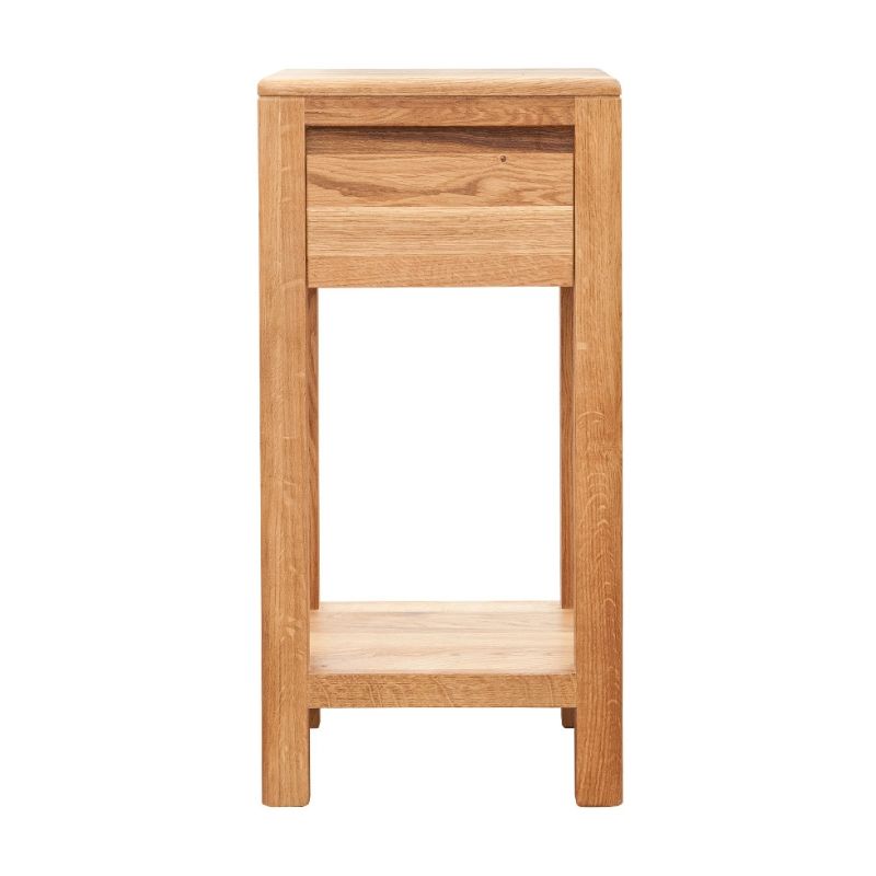 Table de chevet avec tiroir et étagère en chêne massif huilé 30cm