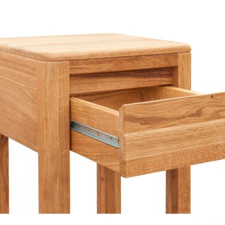 Table de chevet avec tiroir et étagère en chêne massif huilé 30cm