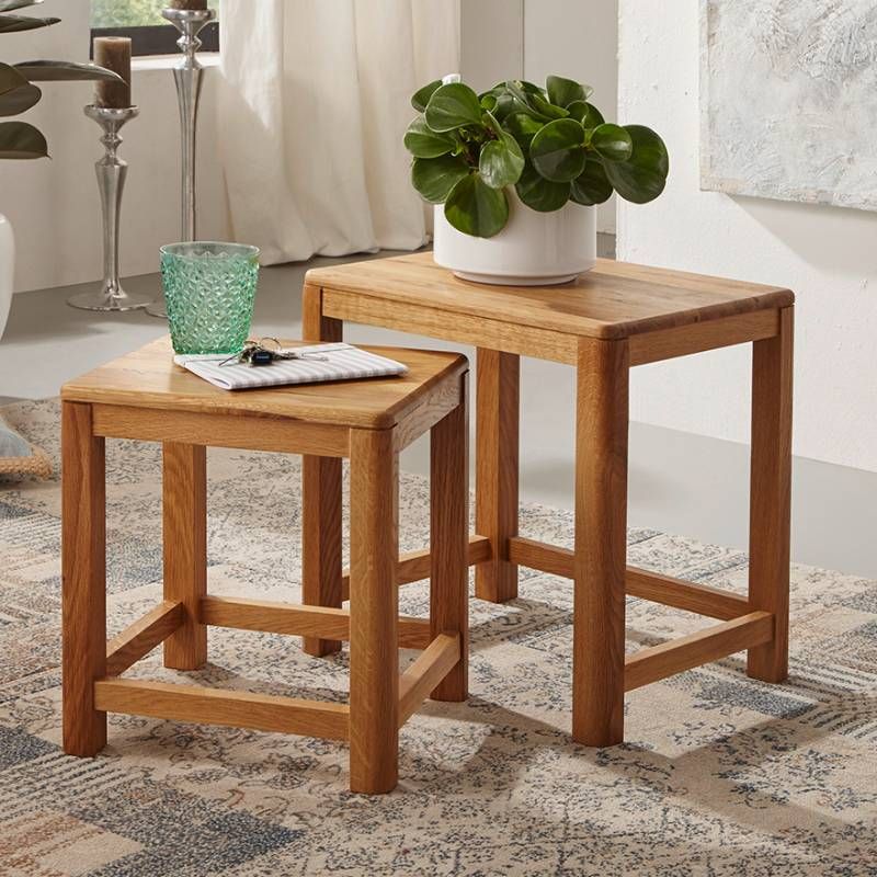 Tables basses gigognes bois de chêne massif 45cm JONAS