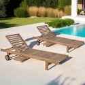 Lot de 2 bains de soleil en teck massif GARDEN 202cm