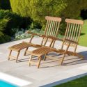 Lot de 2 steamers pliants en teck massif GARDEN 150cm
