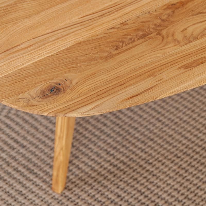 Table basse vintage en chêne massif avec 3 pieds 96cm JONAS