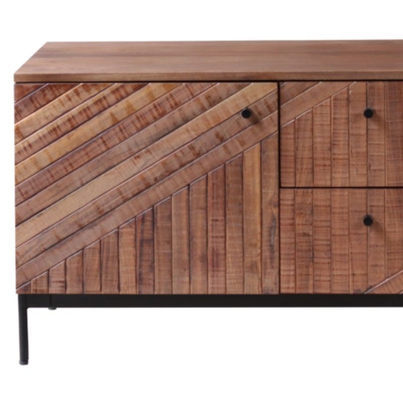 Meuble TV bois recyclé et métal 120cm MAIA