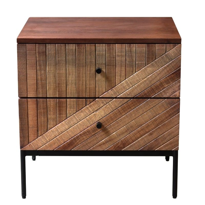 Chevet de lit bois recyclé et métal 50cm MAIA