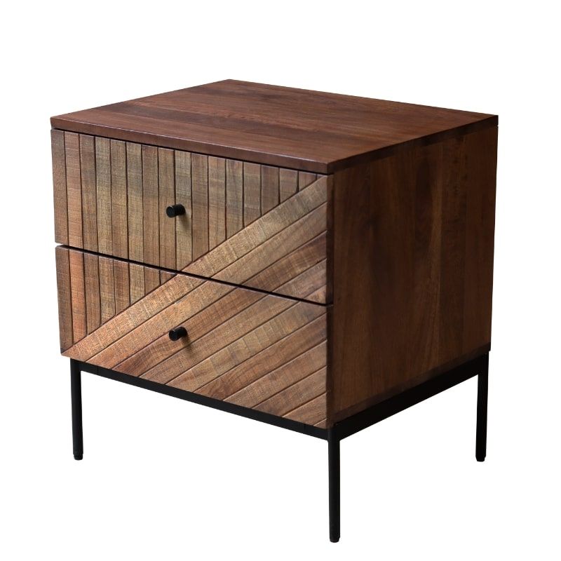 Chevet de lit bois recyclé et métal 50cm MAIA