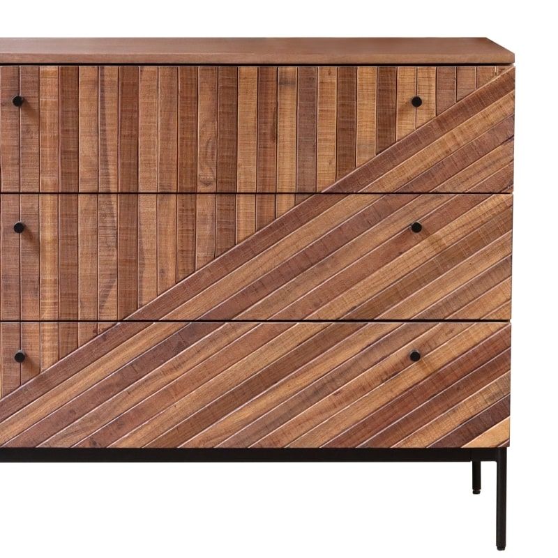 Commode 3 tiroirs bois recyclé et métal 90cm MAIA