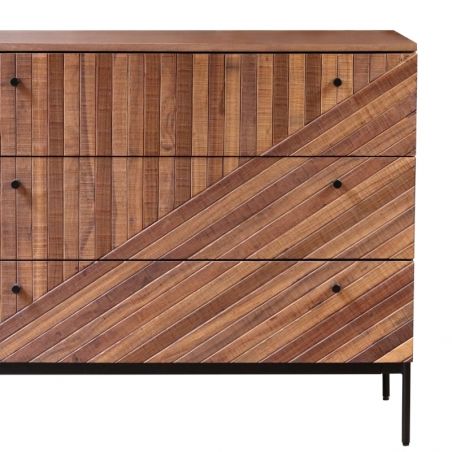 Commode 3 tiroirs bois recyclé et métal 90cm MAIA