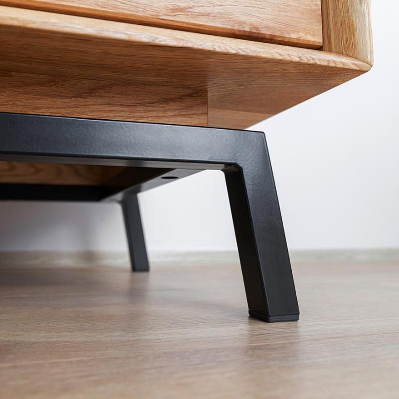 Meuble tv 200cm en chêne massif avec pieds en métal JONAS