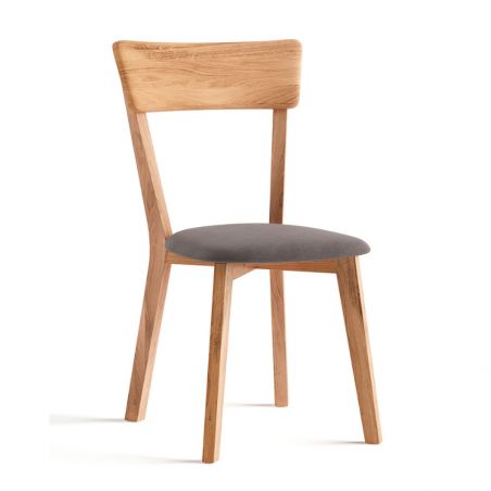 Lot de 2 chaises vintage chêne massif assise gris JONAS