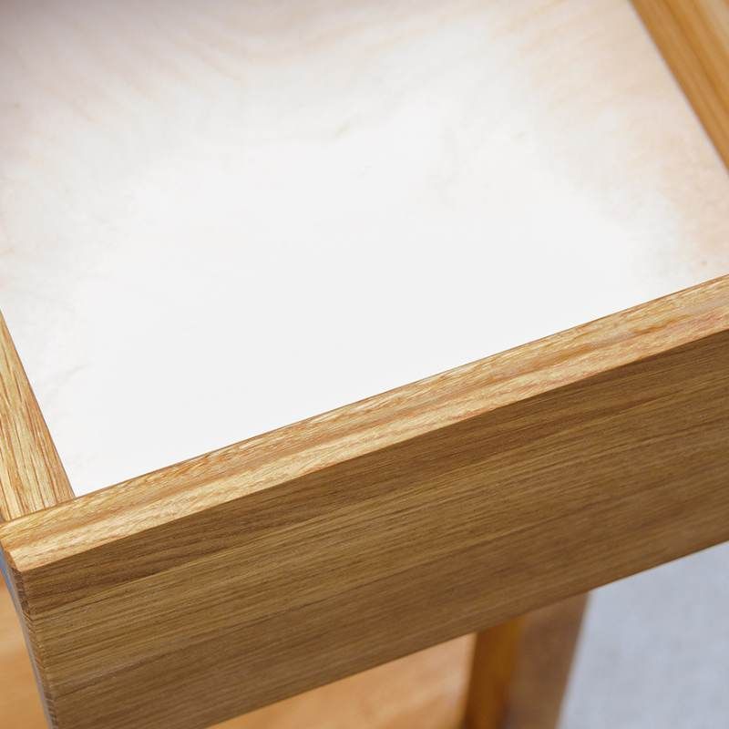 Table de chevet avec tiroir et étagère en chêne massif huilé 30cm JONAS