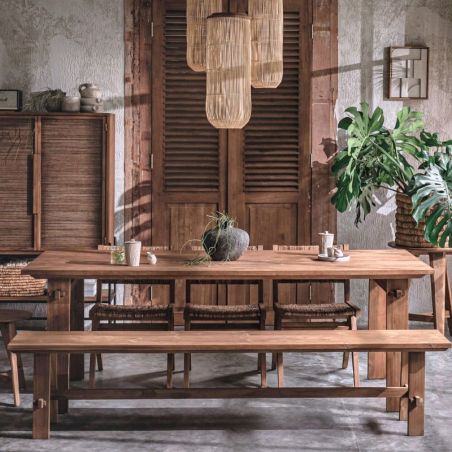 Table à manger rectangulaire en teck massif recyclé 220cm d-bodhi ARTISAN 