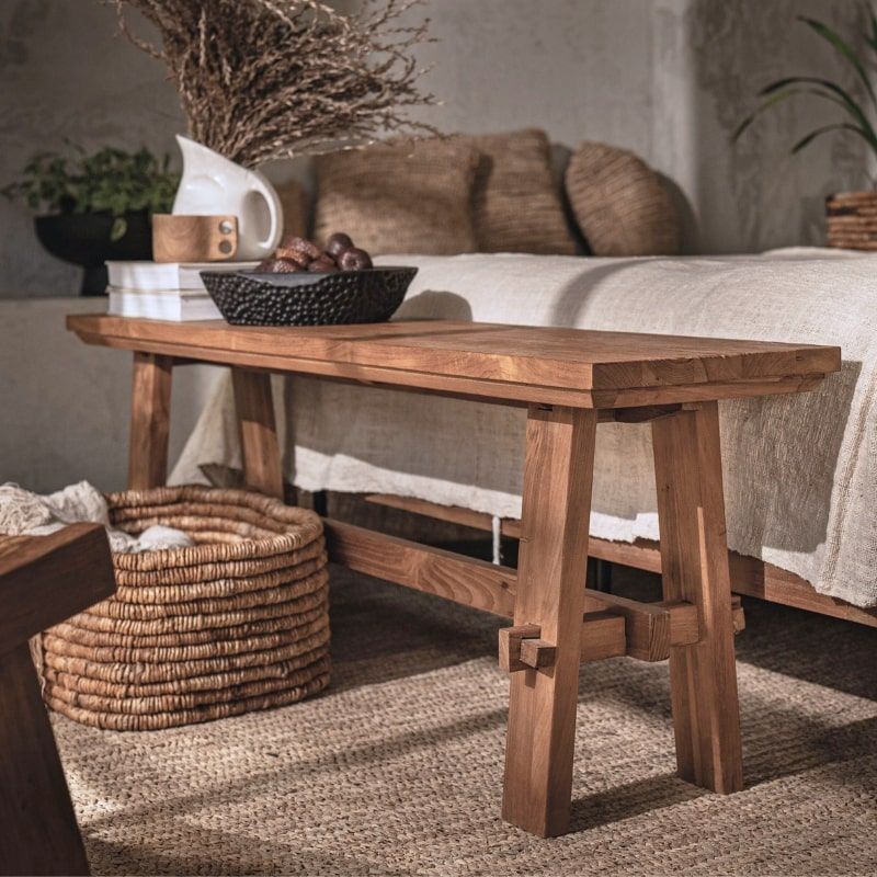 Banc bout de lit en teck massif recyclé 140cm d-bodhi ARTISAN