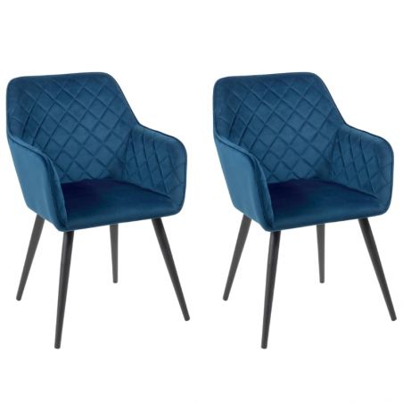 Lot de 2 chaises velours capitonné bleu 54cm Casita CORK