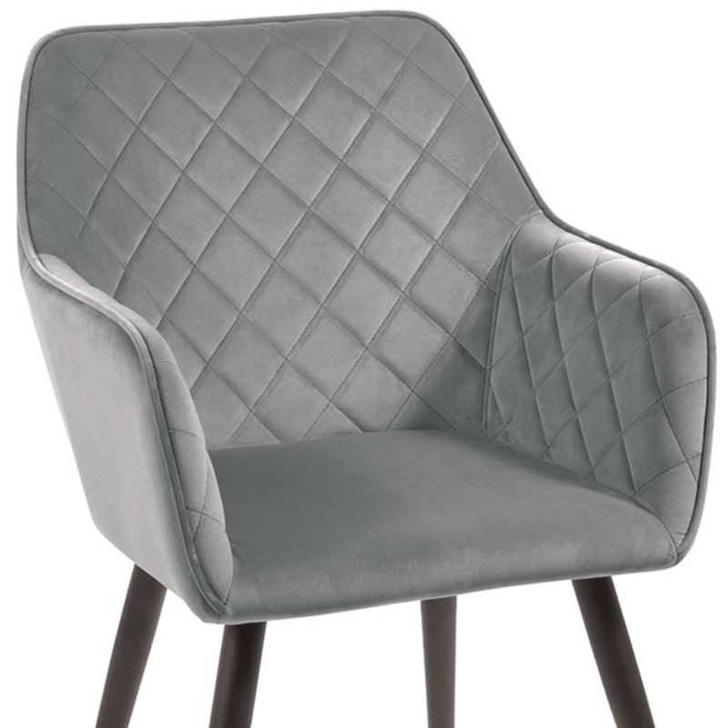 Lot de 2 chaises velours capitonné gris 54cm Casita CORK