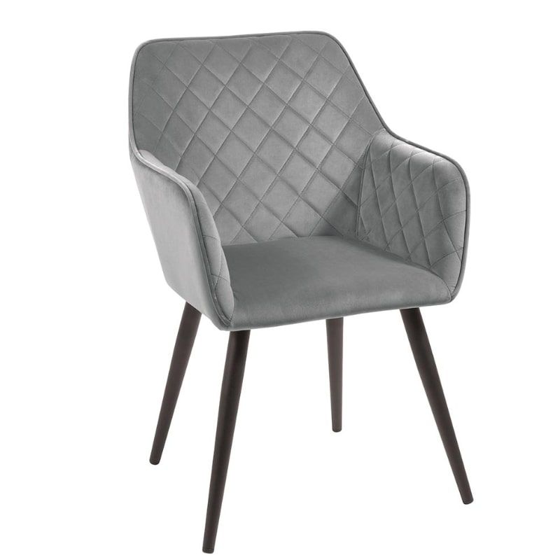 Lot de 2 chaises velours capitonné gris 54cm Casita CORK