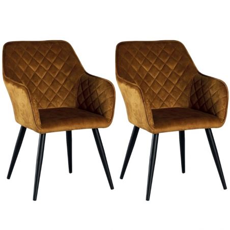Lot de 2 chaises velours capitonné moutarde 54cm Casita CORK