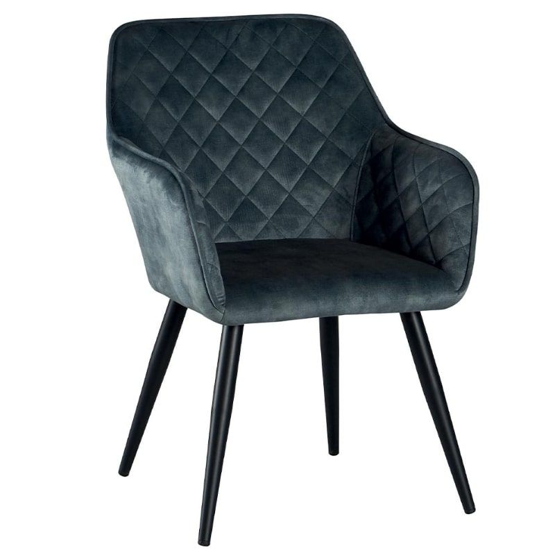 Lot de 2 chaises velours capitonné bleu pétrole 54cm Casita CORK