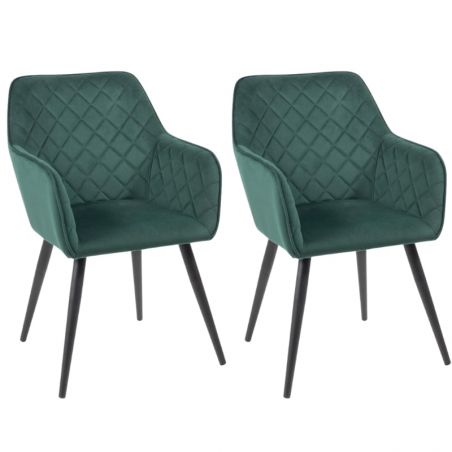 Lot de 2 chaises velours capitonné vert 54cm Casita CORK