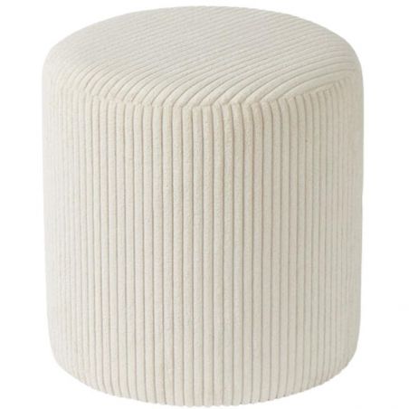 Lot de 2 poufs rond velours côtelé blanc 35cm Casita SNAW