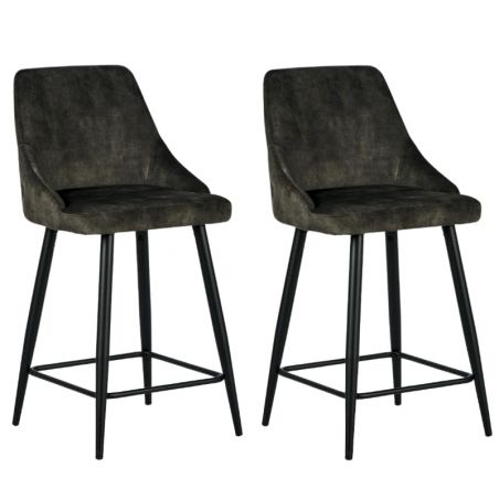 Lot de 2 chaises îlot velours marron Casita CHAILOUKAK 4