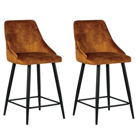 Lot de 2 chaises îlot velours jaune ocre Casita CHAILOUOCR 5