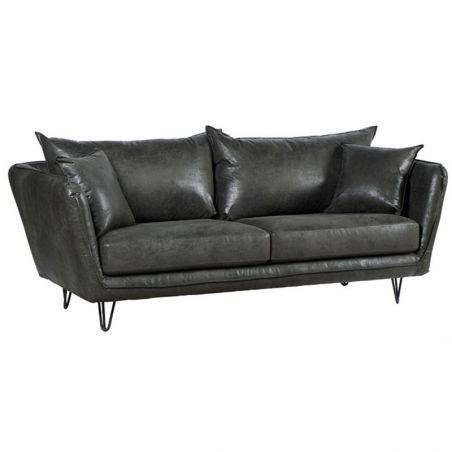 Canapé 3 places tissu gris pieds métal 204cm Casita HASTING HASCA3GOBGRI