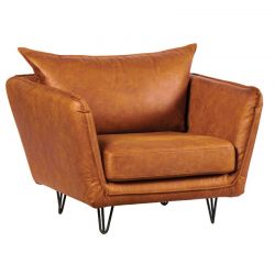 Fauteuil style scandinave tissu cuir marron HASTING Casita