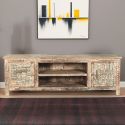 Grand meuble TV en bois recyclé coloré blanchi 190cm LILA