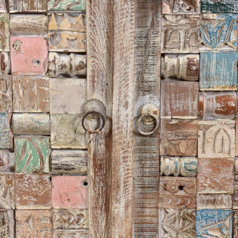 Bahut en bois recyclé coloré blanchi 130cm LILA