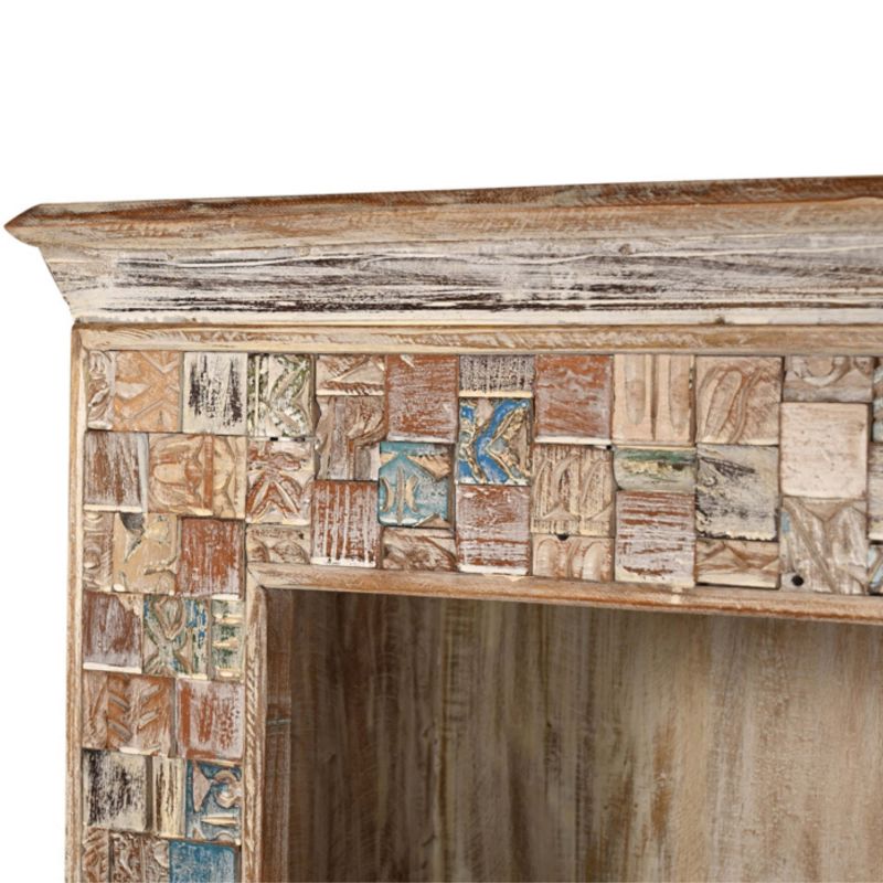 Bibliothèque en bois recyclé coloré blanchi 90cm LILA