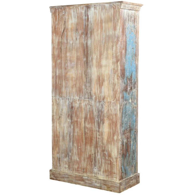 Bibliothèque en bois recyclé coloré blanchi 90cm LILA