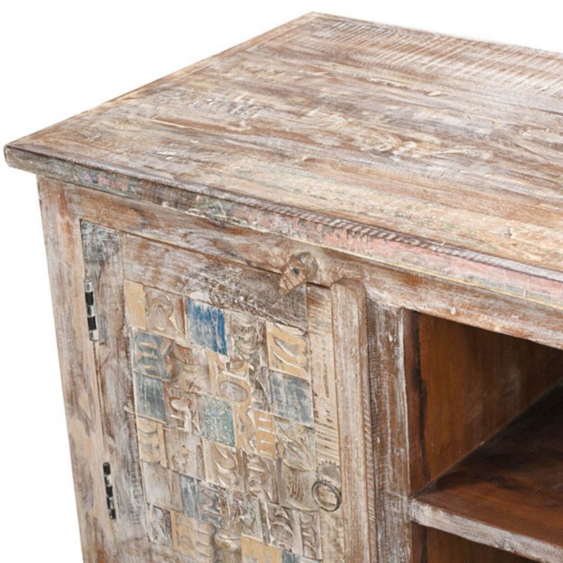 Meuble TV en bois recyclé coloré blanchi 150cm LILA