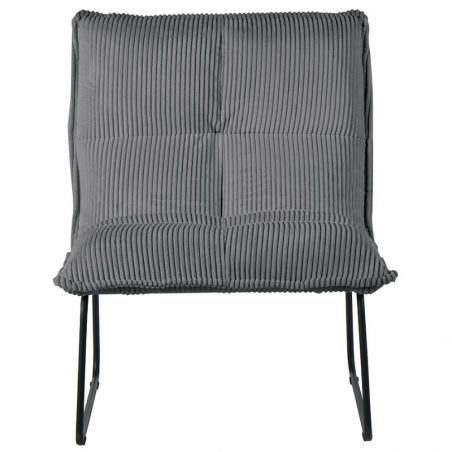 Lot 2 fauteuils velours côtelé gris Casita CALVIN