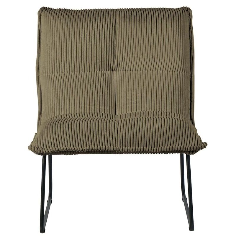 Lot 2 fauteuils velours côtelé vert kaki Calgary
