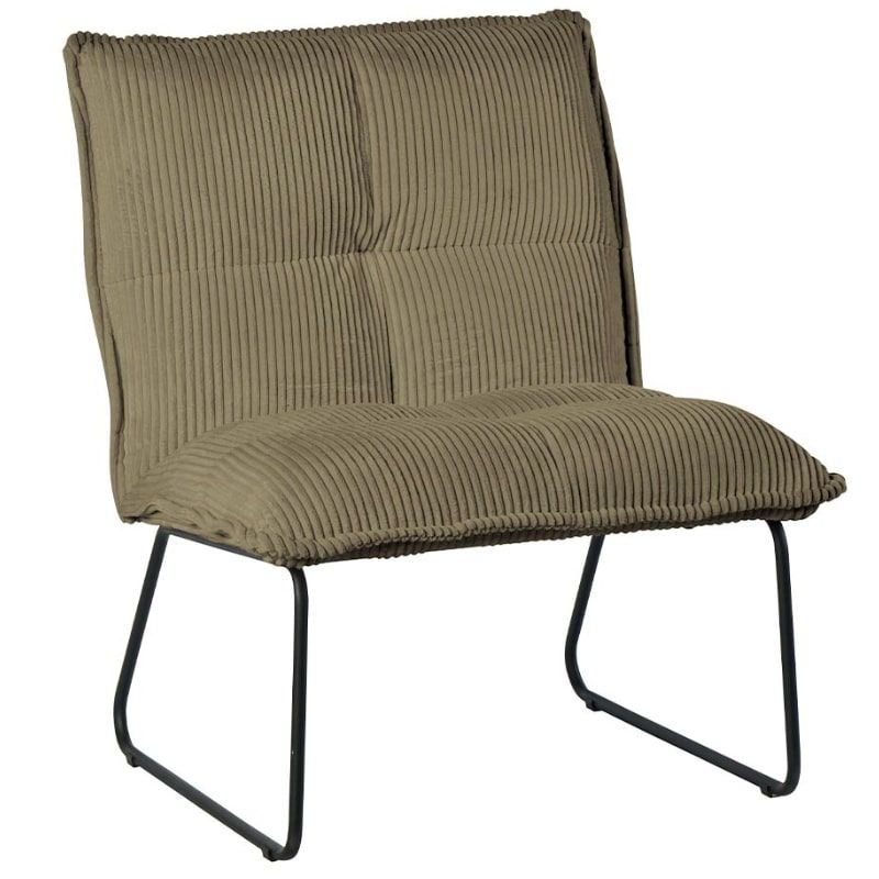 Lot 2 fauteuils velours côtelé vert kaki Calgary