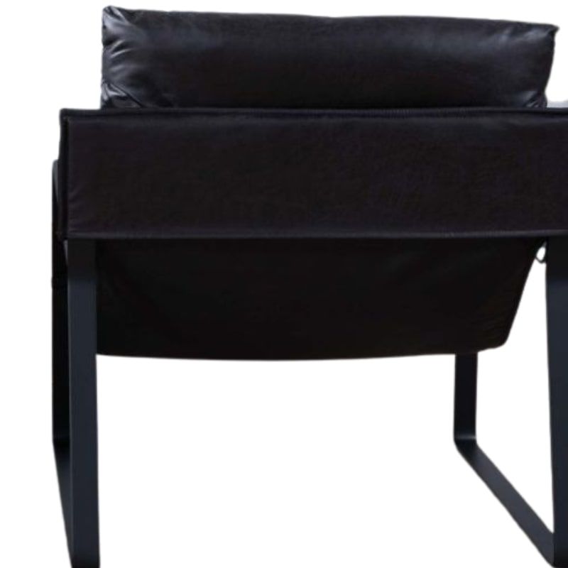 Fauteuil club tissu anthracite et métal noir Casita TORSTEN 80cm