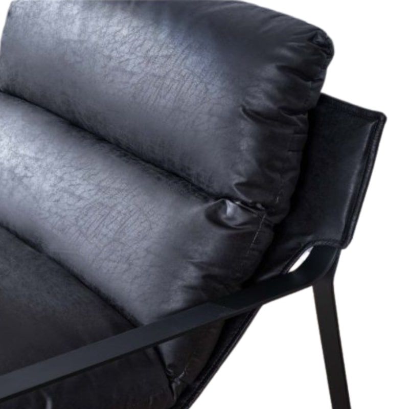 Fauteuil club tissu anthracite et métal noir Casita TORSTEN 80cm