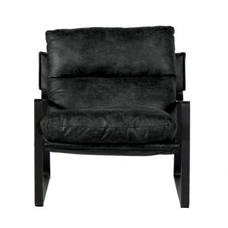 Fauteuil club tissu anthracite et métal noir Casita TORSTEN 80cm