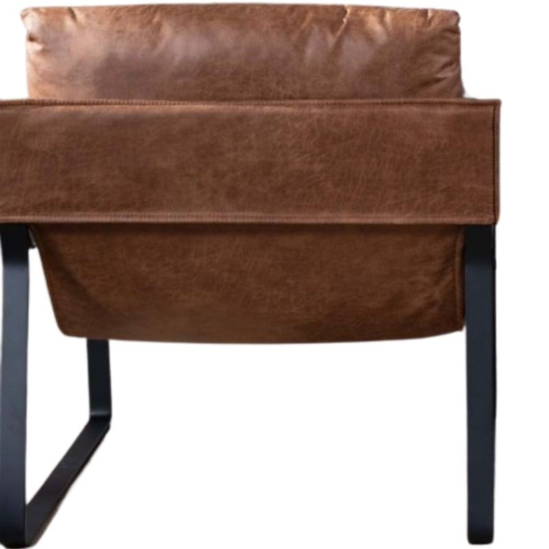 Fauteuil club tissu marron et métal noir Casita TORSTEN 80cm