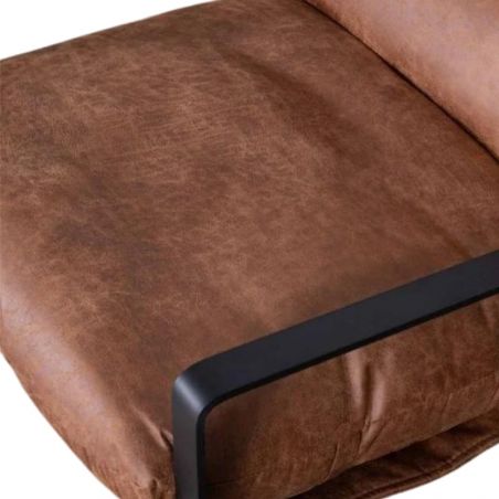Fauteuil club tissu marron et métal noir Casita TORSTEN 80cm