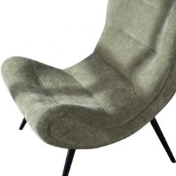 Fauteuil moderne tissu velours vert avec repose-pieds Casita CASPE