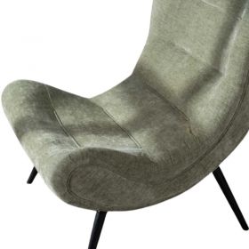 Fauteuil moderne tissu velours vert avec repose-pieds Casita CASPE